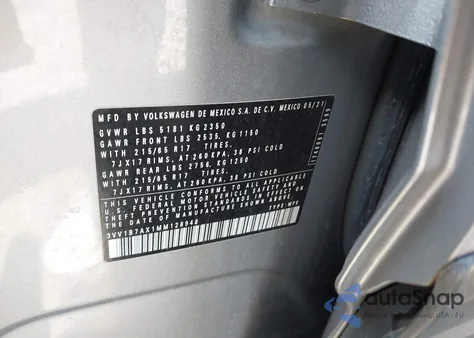 2021 Volkswagen Tiguan 2.0T S z USA, uszkodzony, nr VIN 3VV1B7AX1MM128948